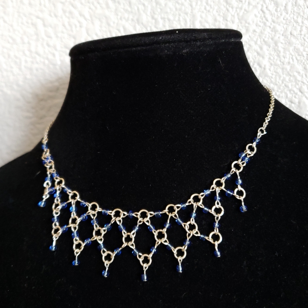Dainty Blue 90s Choker Unlisted Necklace- 19